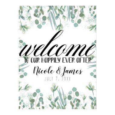 Rustic Eucalyptus Greenery Leaves Wedding Welcome Poster