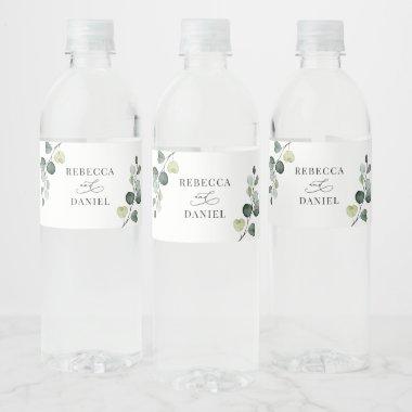 Rustic Eucalyptus Greenery Wedding Personalized Water Bottle Label