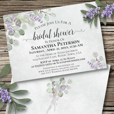 Rustic Eucalyptus & Lavender Elegant Bridal Shower Invitations