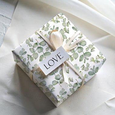 Rustic Eucalyputus Sage Green Watercolor Wrapping Paper Sheets