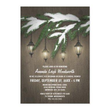 Rustic Evergreen Lantern Bridal Shower Invitations