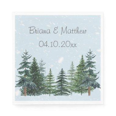 Rustic Evergreen Winter Pine Trees Napkins