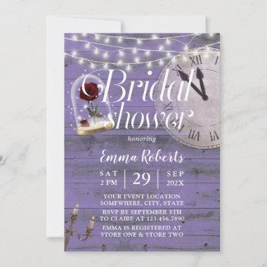 Rustic Fairytale Wedding Lavender Bridal Shower Invitations