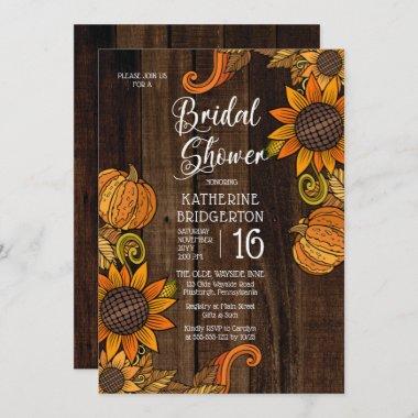 Rustic Fall | Autumn Sunflowers Bridal Shower Invitations