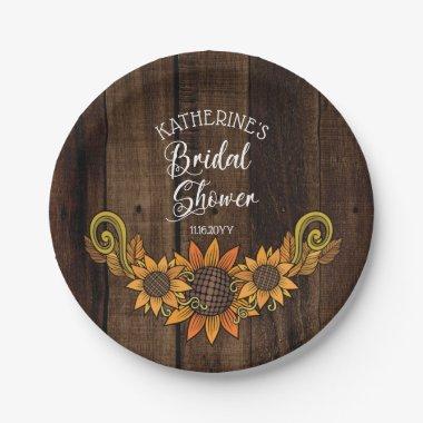 Rustic Fall | Autumn Sunflowers Bridal Shower Paper Plates