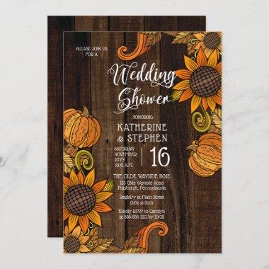 Rustic Fall | Autumn Sunflowers Wedding Shower Inv Invitations