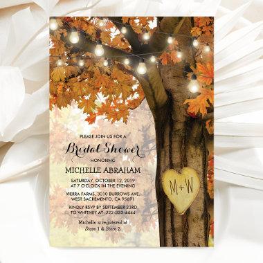 Rustic Fall Autumn Tree Lights Bridal Shower Invitations