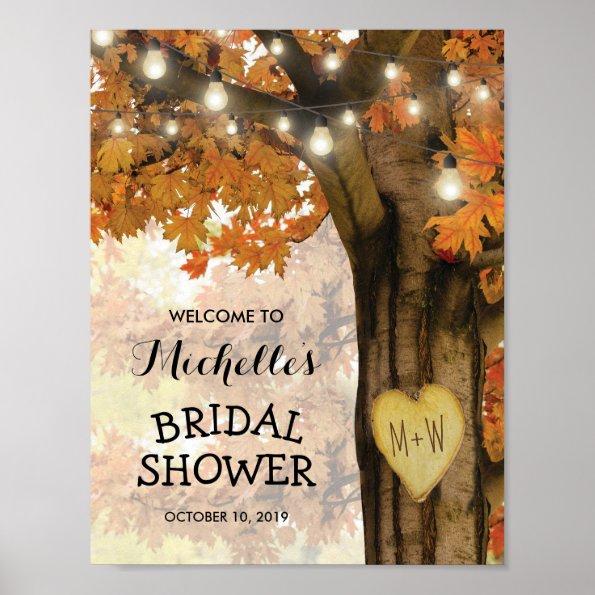 Rustic Fall Autumn Tree Lights Bridal Shower Poster