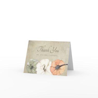 Rustic Fall Autumn White Orange Pumpkins Thank You Invitations