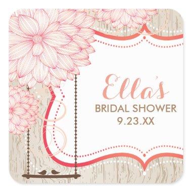 Rustic Fall Bird Swing  favor sticker