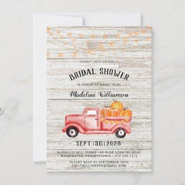Rustic Fall Country String Lights Bridal Shower Invitations