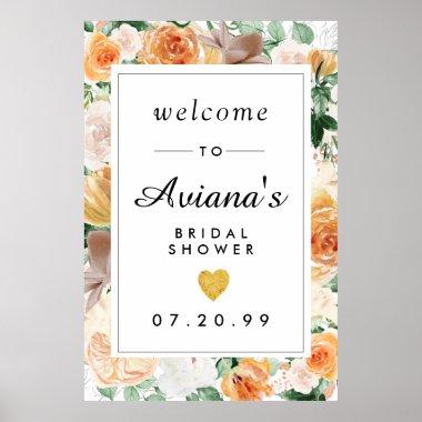 Rustic Fall Floral Bridal Shower Welcome Sign