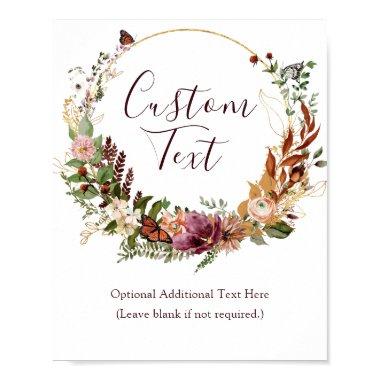Rustic Fall Floral & Greenery Custom Text Sign