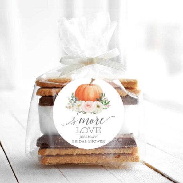 Rustic Fall Floral Pumpkin S'More Love Favor Classic Round Sticker