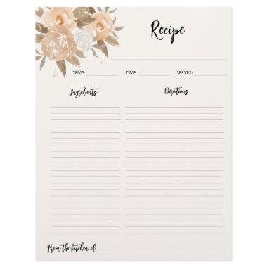 Rustic Fall Floral Recipe Binder Paper