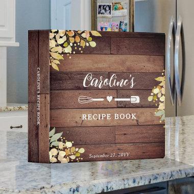 Rustic Fall Florals Bridal Shower Recipe Cookbook 3 Ring Binder