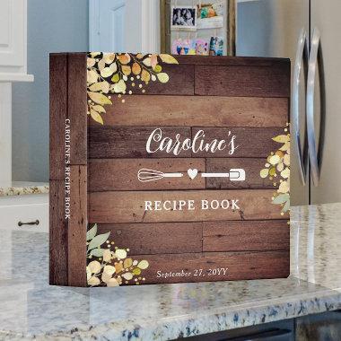 Rustic Fall Florals  Recipe Cookbook 3 Ring Binder