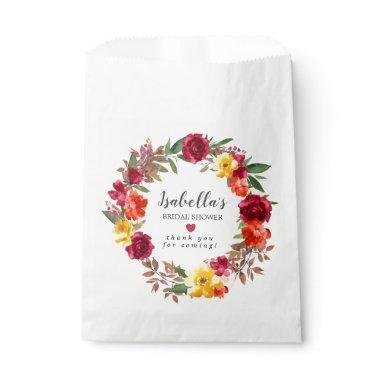 Rustic Fall Flowers Wreath Bridal Shower Favor Bag