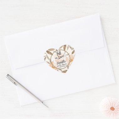 Rustic Fall in Love Autumn Floral Heart Sticker