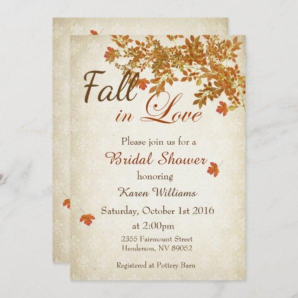 Rustic Fall in Love Bridal Shower Invitations