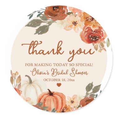 Rustic Fall in Love Pumpkin Autumn  Classic Round Sticker