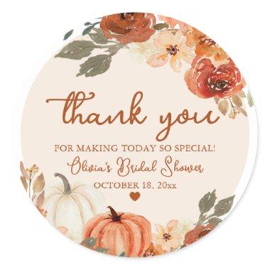 Rustic Fall in Love Pumpkin Autumn  Classic Round Sticker