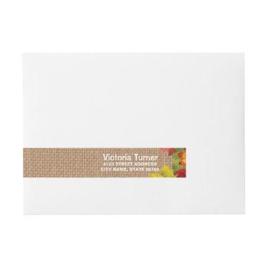Rustic Fall Leaves Burlap Wedding Custom Wrap Around Address Label