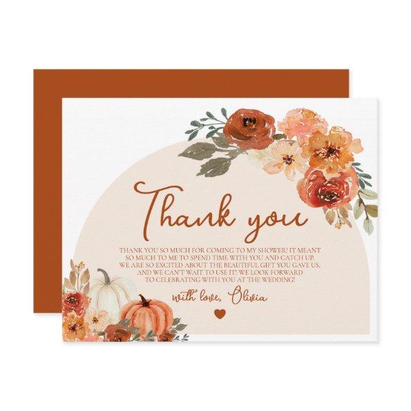 Rustic Fall Pumpkin Autumn Floral  Thank You