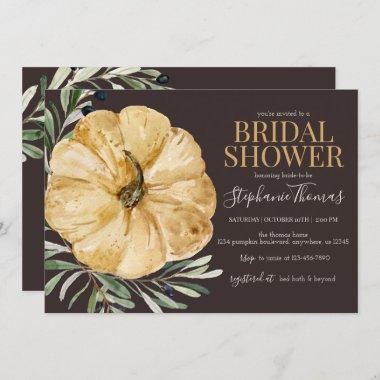 Rustic Fall Pumpkin Bridal Shower Invitations