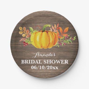 Rustic Fall Pumpkin Bridal Shower Paper Plate