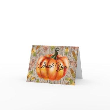 Rustic Fall Pumpkin Orange Thank You Invitations