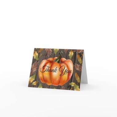 Rustic Fall Pumpkin Orange Thank You Invitations