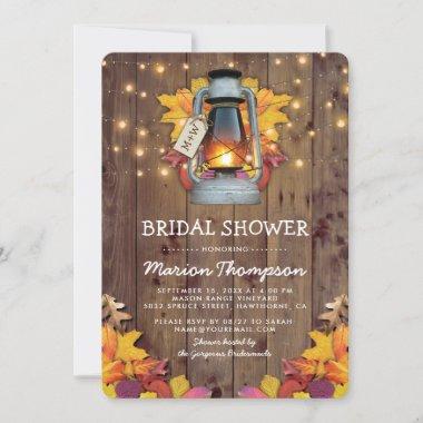 Rustic Fall String Lights Autumn Bridal Shower Invitations