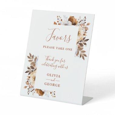 Rustic Fall Terracotta Floral Wedding Favors Pedestal Sign