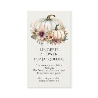 Rustic Fall White Pumpkin Floral Lingerie Shower Business