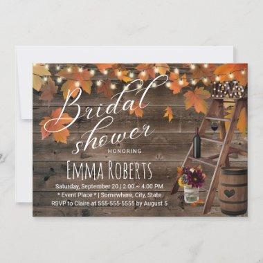 Rustic Fall Wine Barrel & Ladder Bridal Shower Invitations