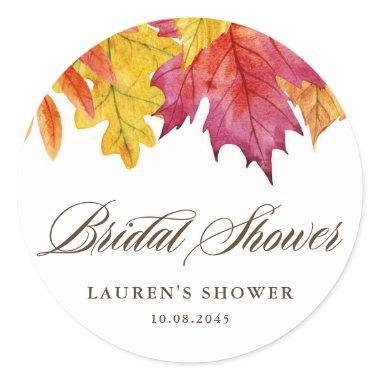 Rustic Falling Leaves Autumn  Classic Round Sticker