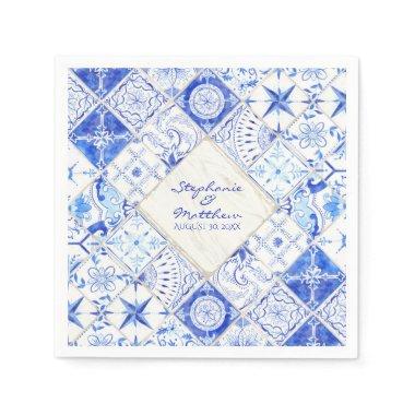 Rustic Farm Barn Elegant Wedding Watercolor Tile Paper Napkins