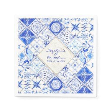 Rustic Farm Barn Elegant Wedding Watercolor Tile Paper Napkins