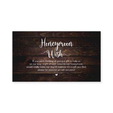 Rustic Farm Dark Wood, Honeymoon Wish Enclosure Invitations