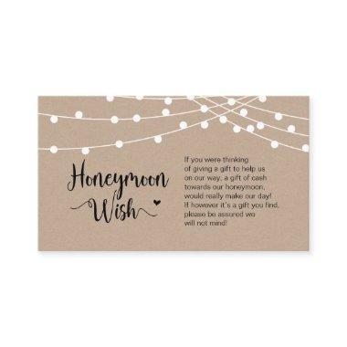 Rustic Farm String Lights, Kraft, Honeymoon Wish Enclosure Invitations