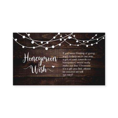 Rustic Farm String Lights, Wood, Honeymoon Wish Enclosure