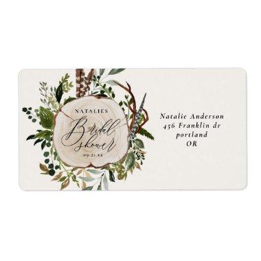 Rustic farmhouse barn botanical bridal shower label