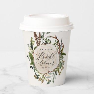 Rustic farmhouse barn botanical bridal shower paper cups