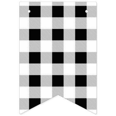 rustic farmhouse black white buffalo plaid party bunting flags