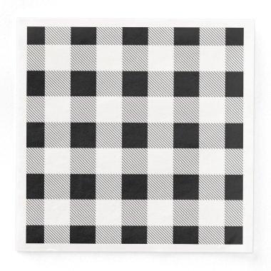 rustic farmhouse black white buffalo plaid party paper dinner napkins