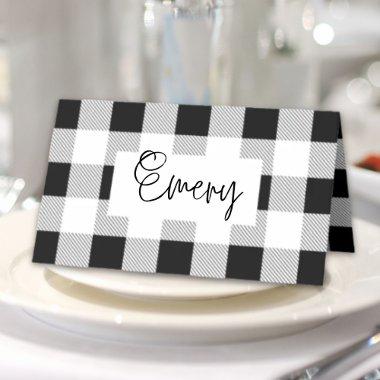 rustic farmhouse black white buffalo plaid party place