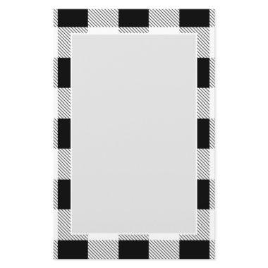 rustic farmhouse black white buffalo plaid party stationery