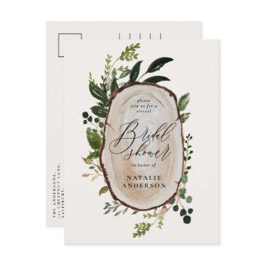 Rustic farmhouse botanical virtual bridal shower announcement postInvitations