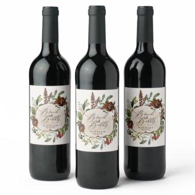 Rustic farmhouse burgundy botanical  wine label